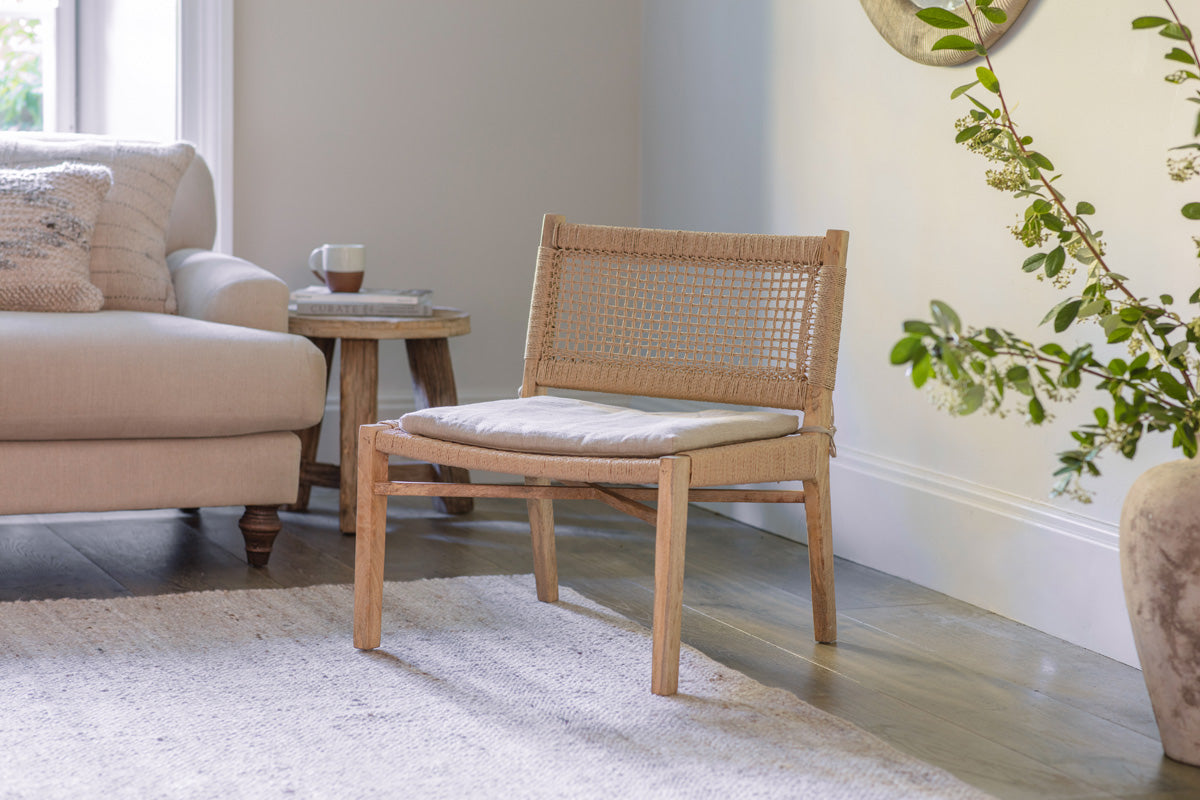 Aamani Mango Wood & Cord Occasional Chair - Natural