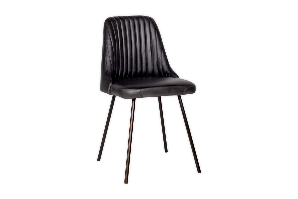Harsha Leather Dining Chair - Aged Black