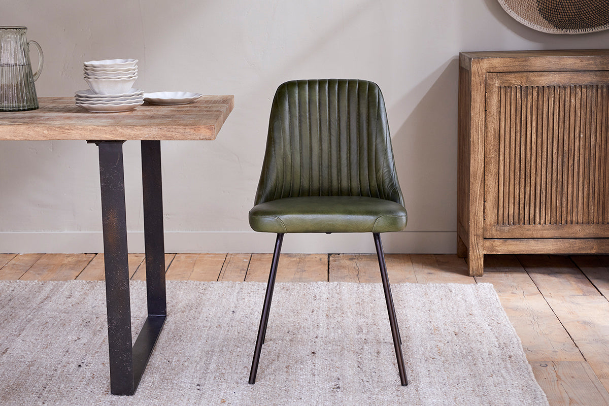 Harsha Leather Dining Chair - Rich Green