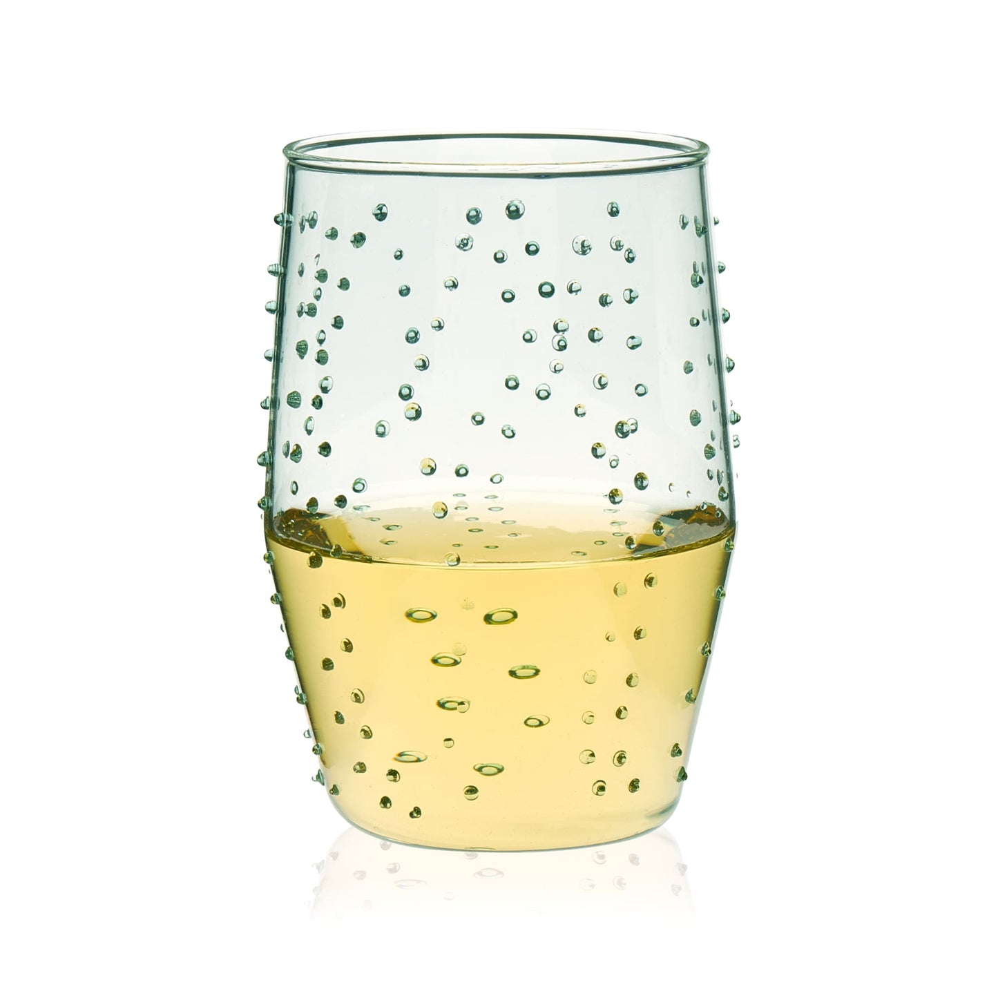 Libbey Prologue Nymph Handmade Dot Tumbler Glasses, Sea Foam, Set of 8
