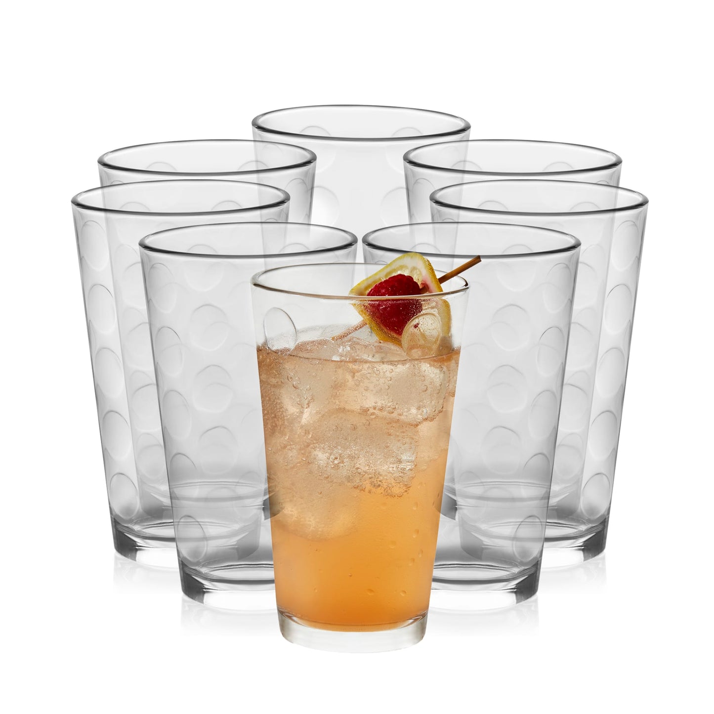 Libbey Reno Patterned Tumbler Glasses, 16 ounce, Set of 8