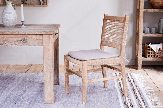 Aamani Mango Wood & Cord Dining Chair - Natural