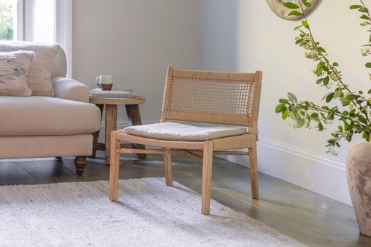 Aamani Mango Wood & Cord Occasional Chair - Natural