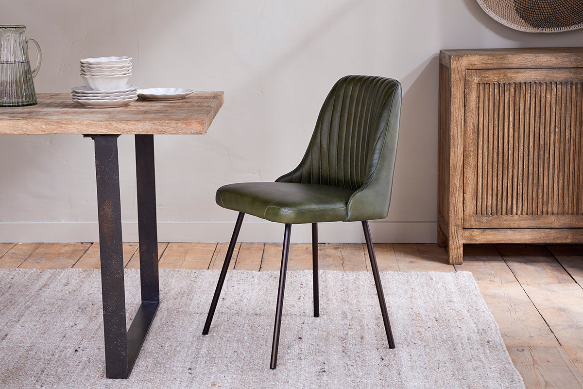 Harsha Leather Dining Chair - Rich Green