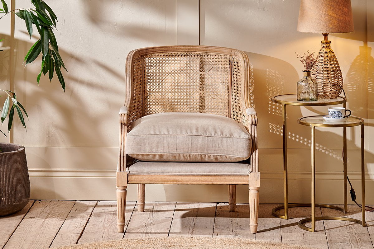 Kaziria Cane & Linen Armchair - Natural