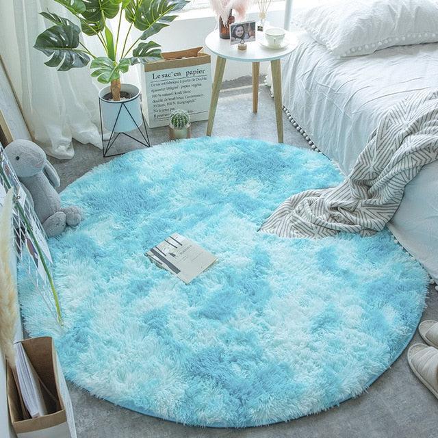 Tie Dye Rainbow Faux Fur Rug
