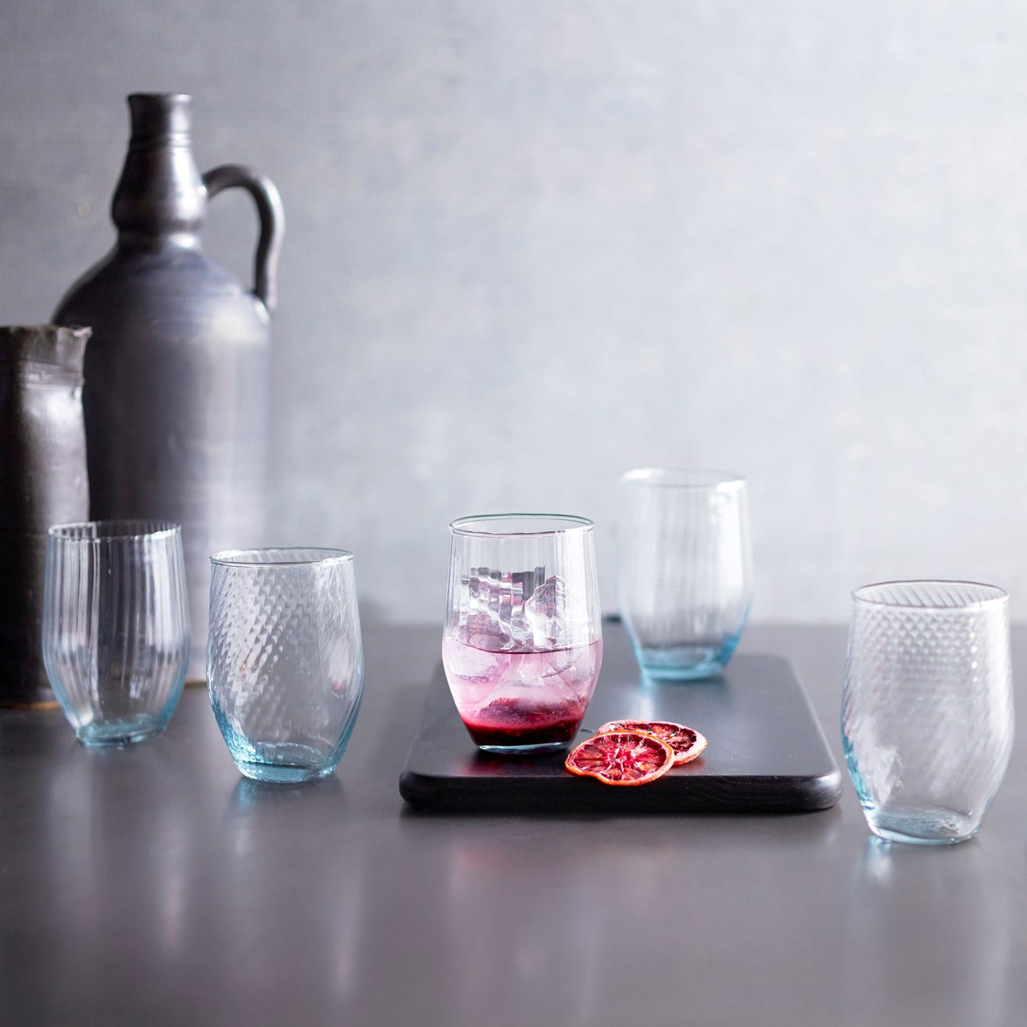 Libbey Prologue Luna Recycled Handblown Curved Tumbler Glasses, Set of 6